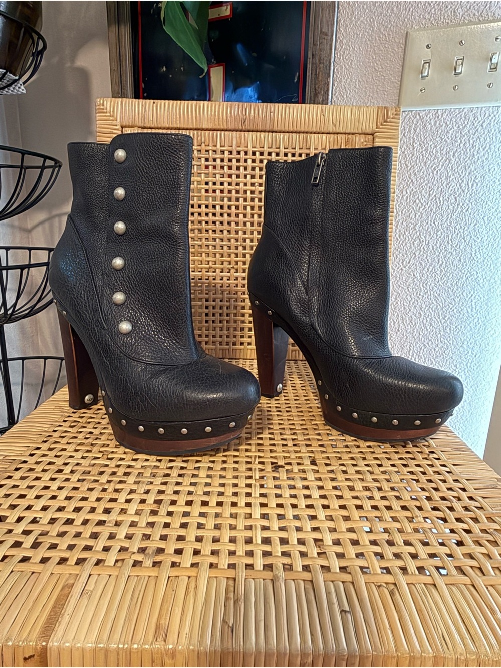 Pre ❤️’d UGG Black Leather Studded Platform Ankle Boots